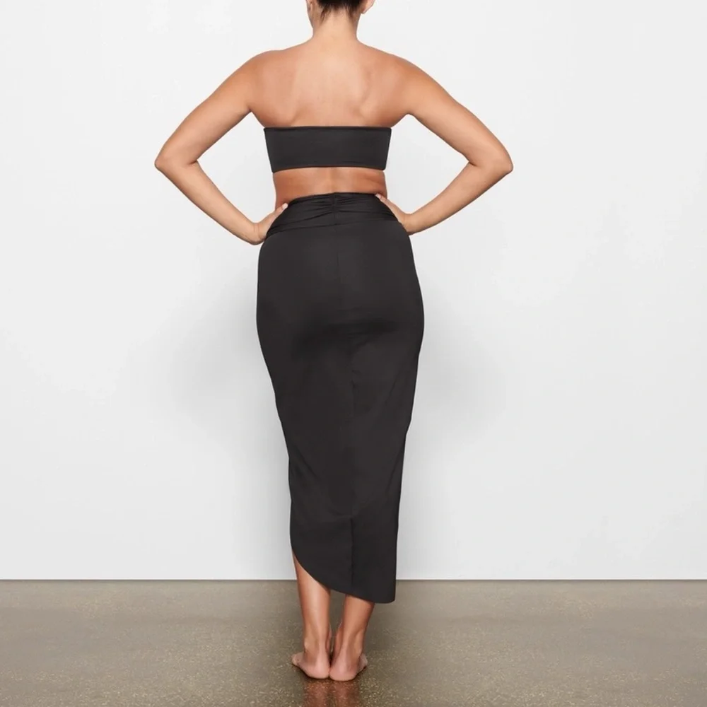 SKIMS Black Twist-Front Swim Sarong
